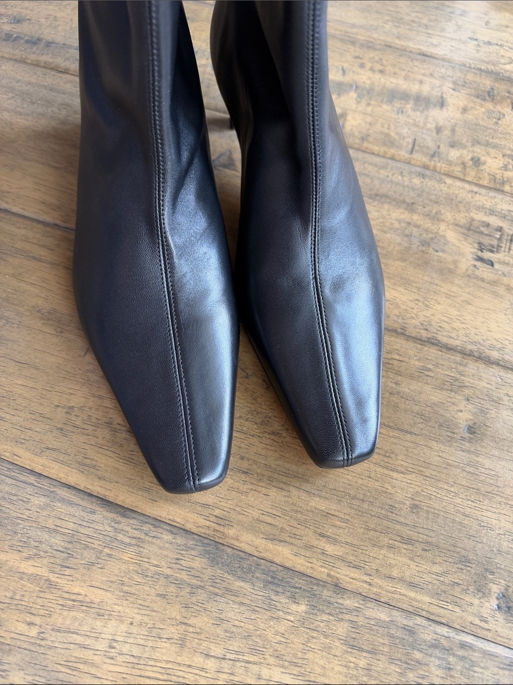 Staud Wally leather boots Mid Calf Kitten Heel in Black Leather - Picture 7 of 9